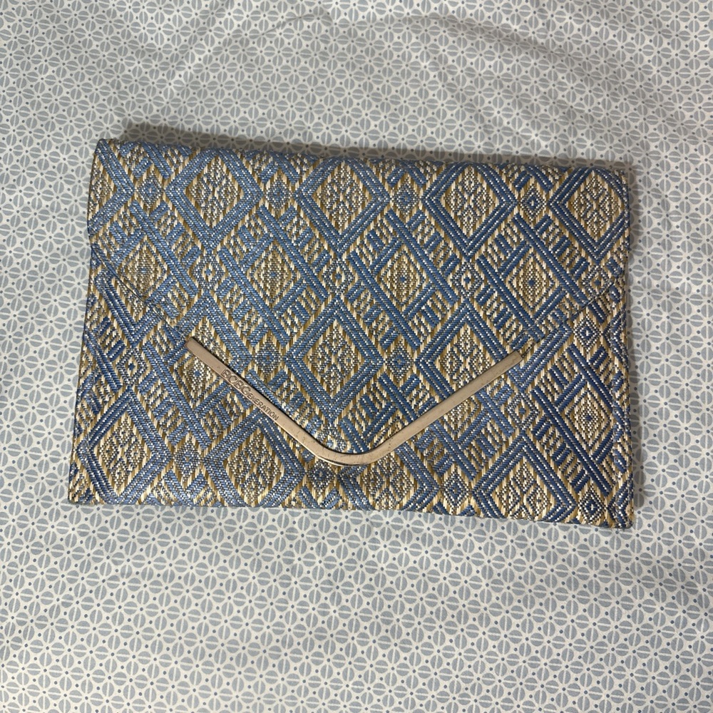 BCBGeneration Blue and champagne Patterned Clutch